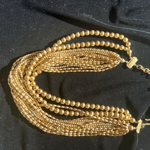 Carolee 14 Strand Gold Faux Pearl Necklace.  The perfect addition to any attire.
